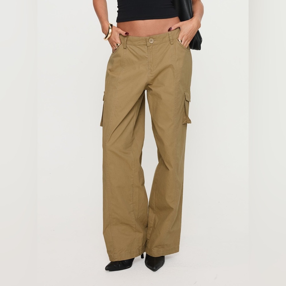 PRINCESS POLLY | Cargo wide leg pants pale green pockets - size 4